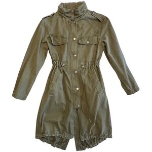 7 For All Mankind Olive Green Hooded Utility Field Jacket Dress Hooded Size S